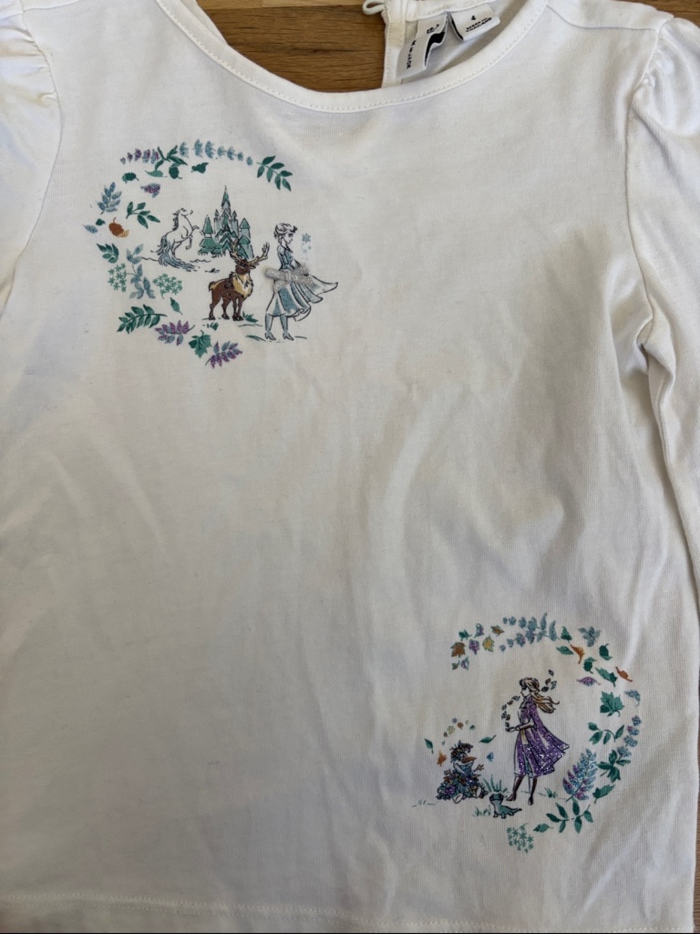 Janie and Jack White Long-Sleeve Top with Frozen Characters 4T - Picture 4 of 5